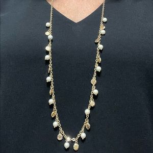Gold Beaded Chain with Pearls 16” by STELLA & RUBY